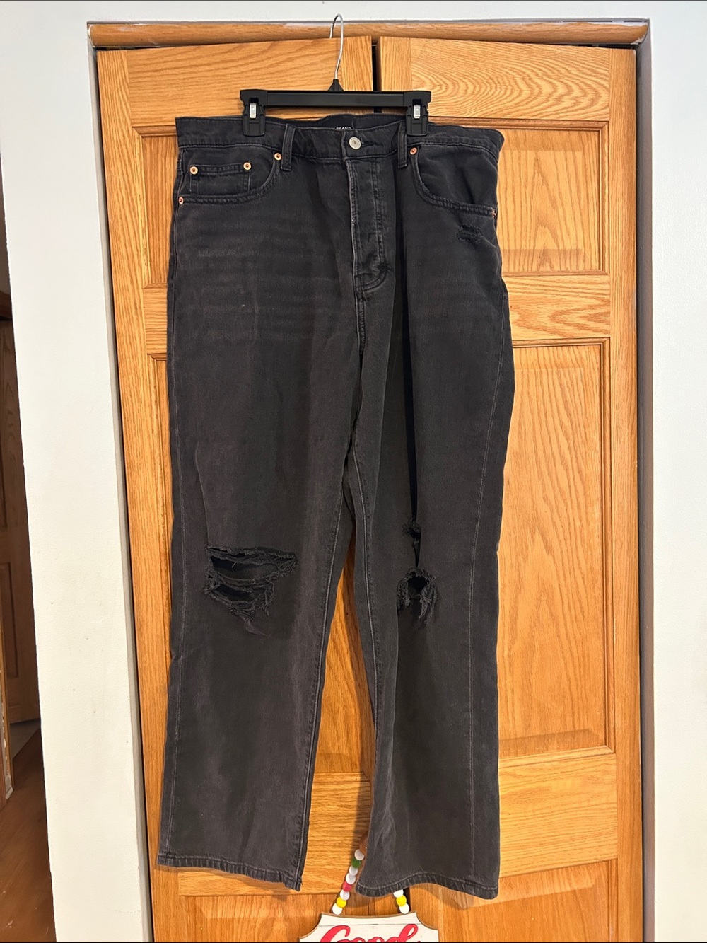 Lucky Brand 90’s loose- button fly Black High-Rise Straight-Leg Jeans